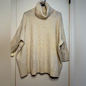 Loft cream speckled turtleneck poncho